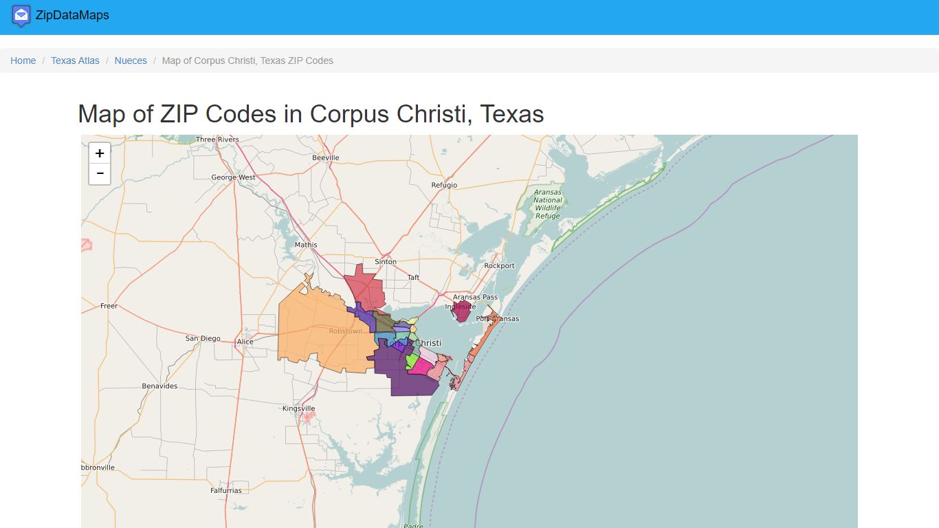 Map of ZIP Codes in Corpus Christi, Texas - Zipdatamaps.com