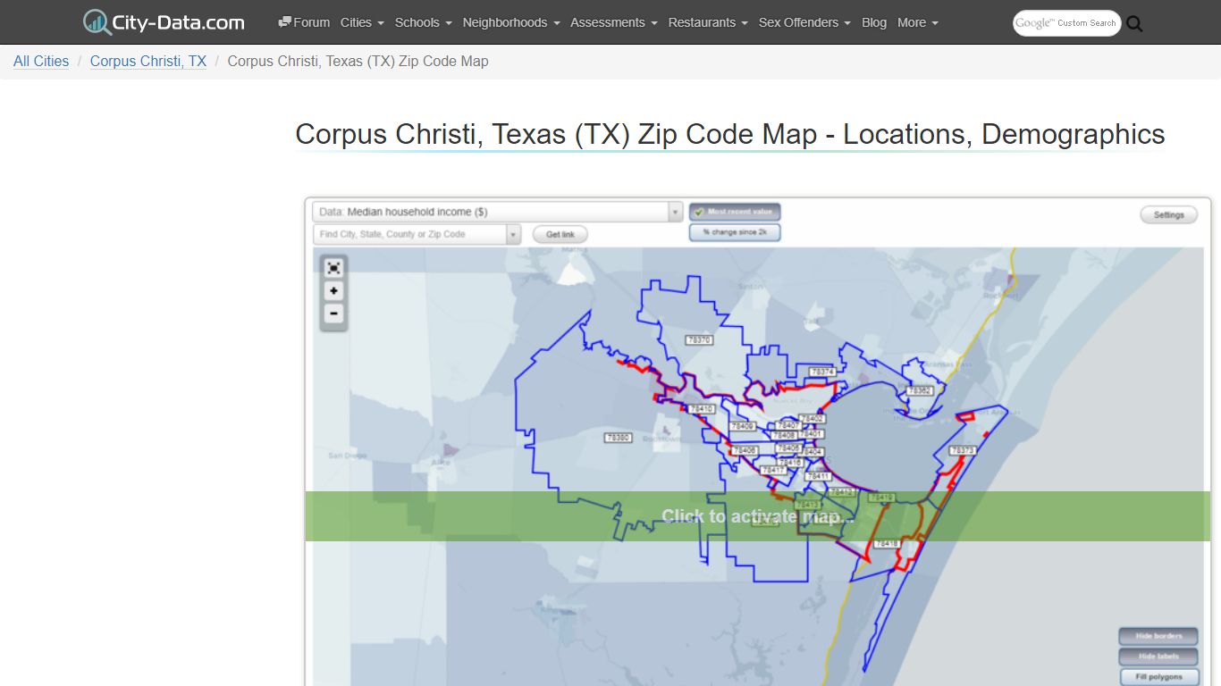 Corpus Christi, Texas (TX) Zip Code Map - Locations, Demographics